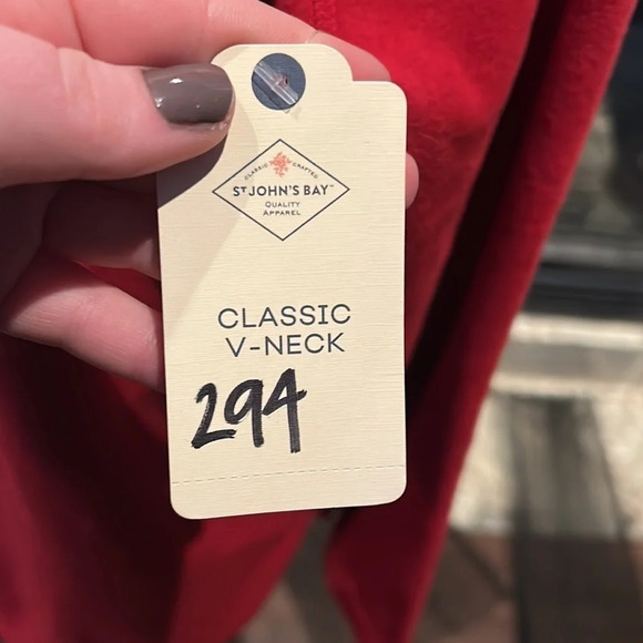 Red St. John's Bay Classic V Neck - Picture 4 of 8